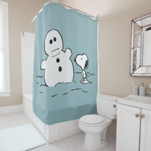 Erdnüsse Snoopy baut einen Schneemann Duschvorhang