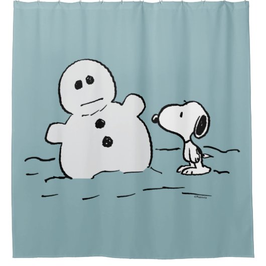 Erdnüsse | Snoopy baut einen Schneemann Duschvorhang (Vorderseite)