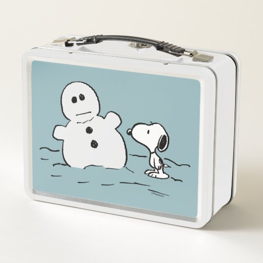 Erdnüsse | Snoopy baut einen Schneemann Metall Brotdose (Rückseite)