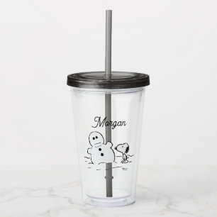 Erdnüsse Snoopy baut einen Schneemann Name hin Acryltrinkbecher