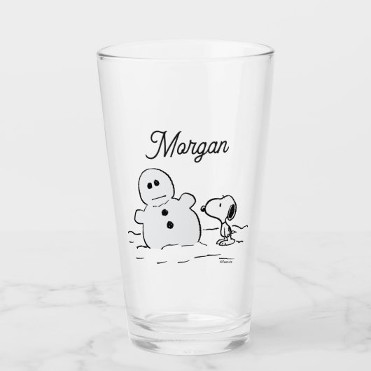 Erdnüsse | Snoopy baut einen Schneemann | Name hin Glas (Vorderseite)