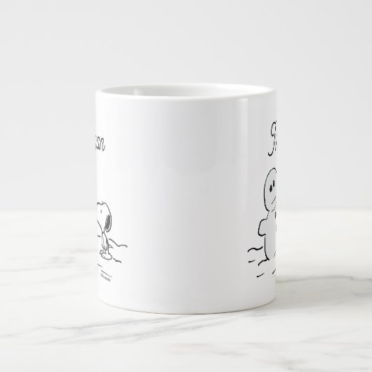 Erdnüsse | Snoopy baut einen Schneemann | Name hin Jumbo-Tasse (Vorderseite)