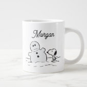 Erdnüsse | Snoopy baut einen Schneemann | Name hin Jumbo-Tasse (Rechts)