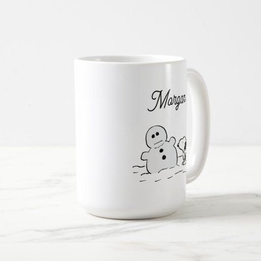 Erdnüsse | Snoopy baut einen Schneemann | Name hin Kaffeetasse (VorderseiteRechts)