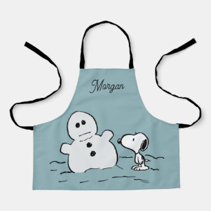 Erdnüsse   Snoopy baut einen Schneemann   Name hin Schürze