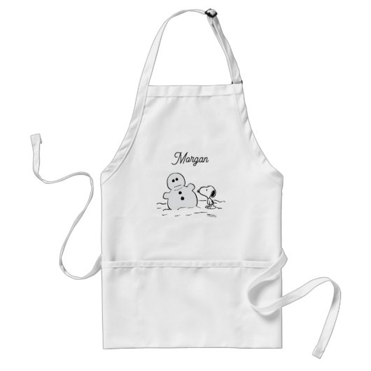 Erdnüsse | Snoopy baut einen Schneemann | Name hin Schürze (Vorne)