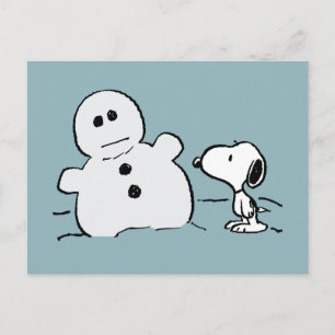 Erdnüsse   Snoopy baut einen Schneemann Postkarte