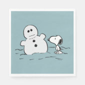Erdnüsse | Snoopy baut einen Schneemann Serviette (Vorderseite)