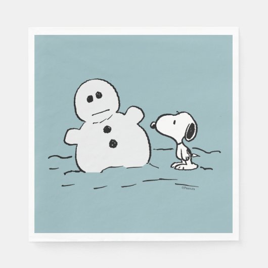 Erdnüsse | Snoopy baut einen Schneemann Serviette (Vorderseite)