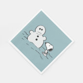 Erdnüsse | Snoopy baut einen Schneemann Serviette (Ecke)