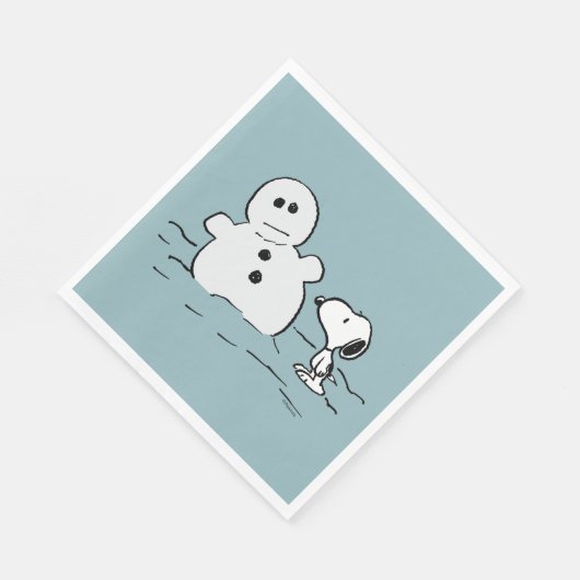 Erdnüsse | Snoopy baut einen Schneemann Serviette (Ecke)