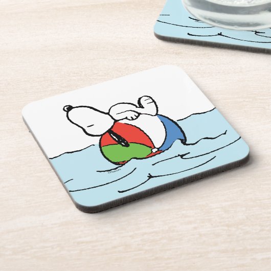 Erdnüsse | Snoopy Beach Ball Beach Getränkeuntersetzer (Linke Seite)