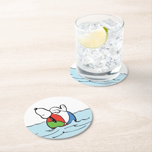 Erdnüsse | Snoopy Beach Ball Beach Runder Pappuntersetzer (Vor Ort)