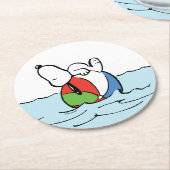Erdnüsse | Snoopy Beach Ball Beach Runder Pappuntersetzer (Angewinkelt)
