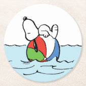 Erdnüsse | Snoopy Beach Ball Beach Runder Pappuntersetzer (Vorderseite)