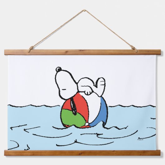 Erdnüsse | Snoopy Beach Ball Beach Wandteppich Mit Holzrahmen (Vorne)