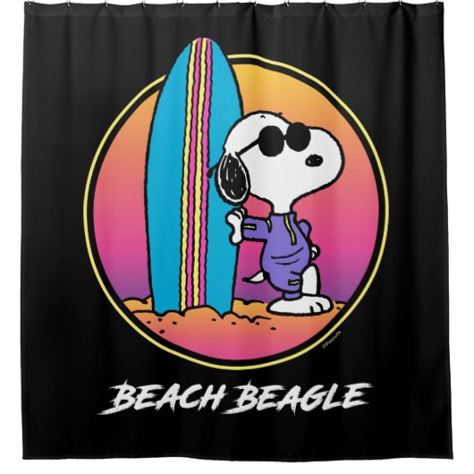 Erdnüsse | Snoopy Beach Beagle Duschvorhang (Vorderseite)