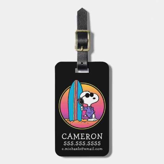 Erdnüsse | Snoopy Beach Beagle Gepäckanhänger (Vorderseite vertikal)