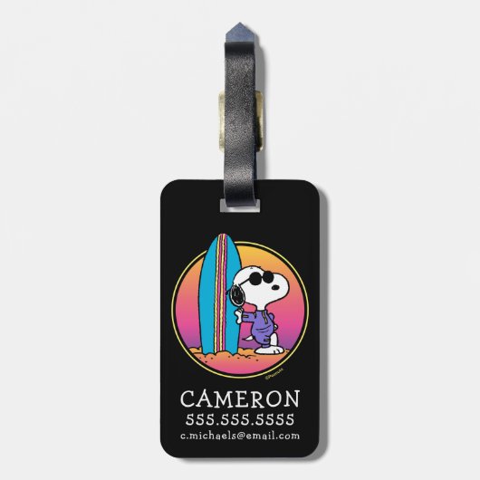Erdnüsse | Snoopy Beach Beagle Gepäckanhänger (Rückseite vertikal)