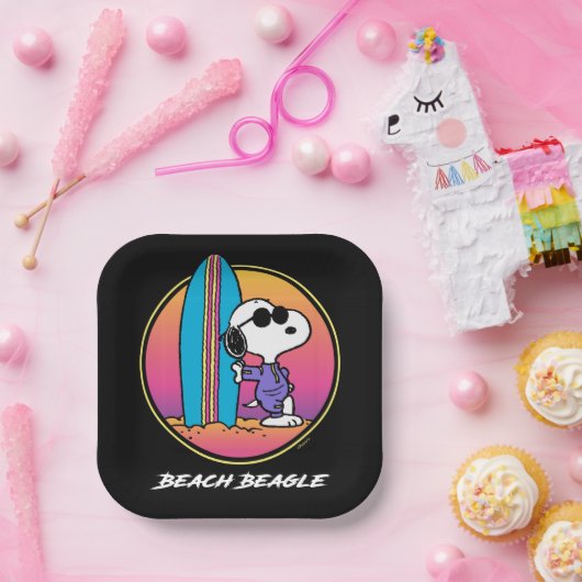 Erdnüsse | Snoopy Beach Beagle Pappteller (Party)
