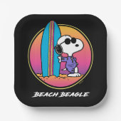 Erdnüsse | Snoopy Beach Beagle Pappteller (Vorderseite)