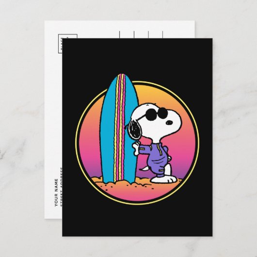 Erdnüsse | Snoopy Beach Beagle Postkarte (Vorne/Hinten)