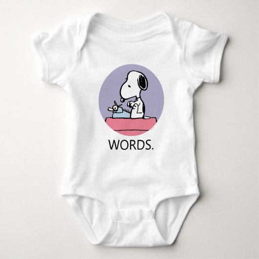 Erdnüsse | Snoopy bei der Schreibmaschine Baby Strampler (Vorderseite)