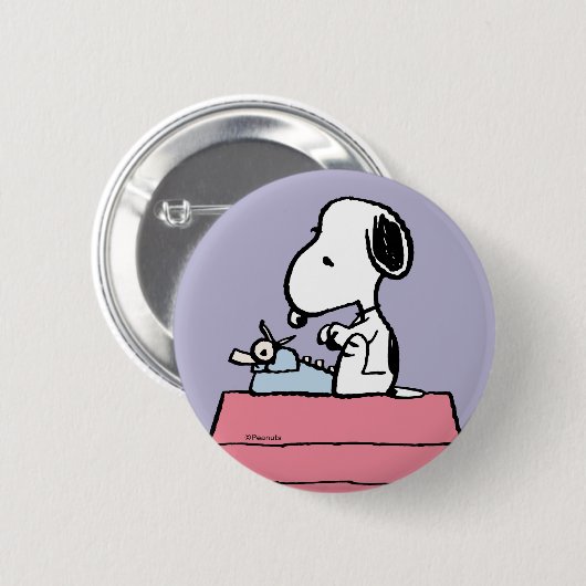 Erdnüsse | Snoopy bei der Schreibmaschine Button (Vorne & Hinten)