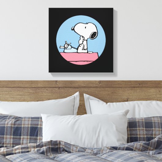 Erdnüsse | Snoopy bei der Schreibmaschine Leinwanddruck (Insitu (Schlafzimmer))