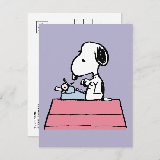 Erdnüsse | Snoopy bei der Schreibmaschine Postkarte (Vorne/Hinten)