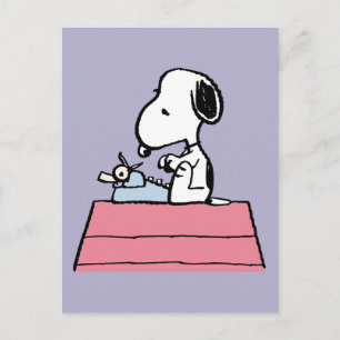 Erdnüsse Snoopy bei der Schreibmaschine Postkarte