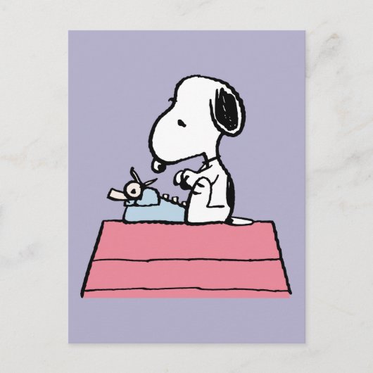 Erdnüsse | Snoopy bei der Schreibmaschine Postkarte (Vorderseite)