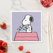 Erdnüsse | Snoopy bei der Schreibmaschine Serviette (Beispiel)
