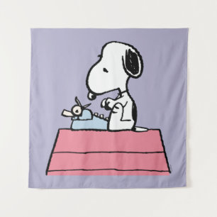 Erdnüsse Snoopy bei der Schreibmaschine Wandteppich