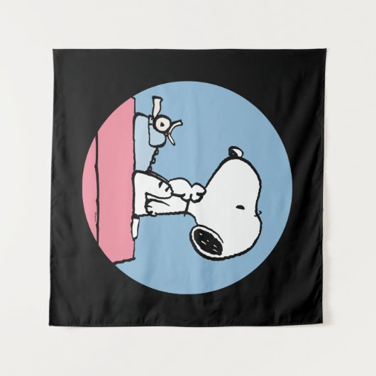 Erdnüsse | Snoopy bei der Schreibmaschine Wandteppich (Vorderseite (Horizontal))