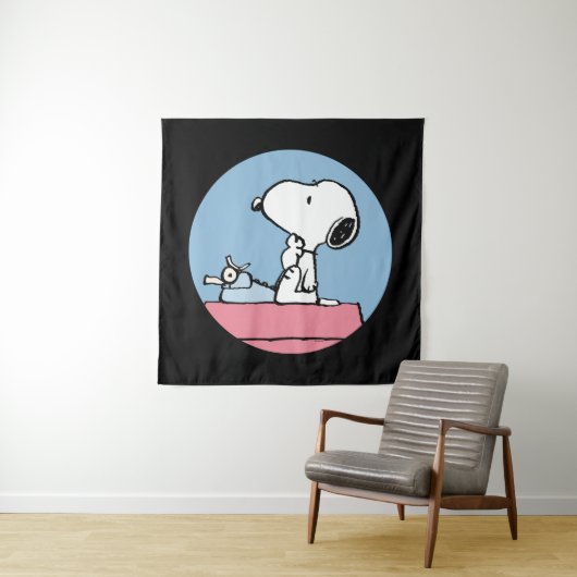 Erdnüsse | Snoopy bei der Schreibmaschine Wandteppich (Beispiel)