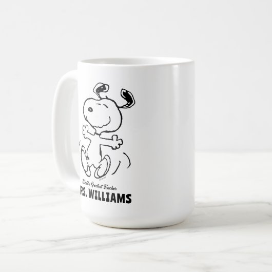 Erdnüsse | Snoopy Bester Lehrer Personalisiert Kaffeetasse (Vorderseite Links)