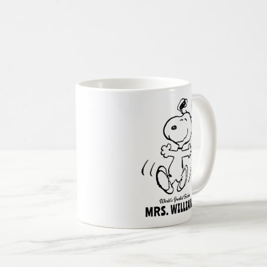 Erdnüsse | Snoopy Bester Lehrer Personalisiert Kaffeetasse (VorderseiteRechts)