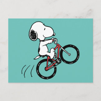Erdnüsse | Snoopy Bicycle Wheelie Postkarte