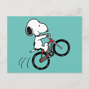 Erdnüsse   Snoopy Bicycle Wheelie Postkarte
