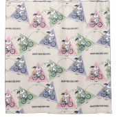 Erdnüsse | Snoopy Bike Ride Stats Duschvorhang (Vorderseite)