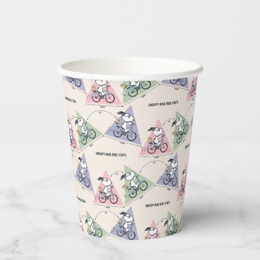 Erdnüsse | Snoopy Bike Ride Stats Pappbecher (Rückseite)