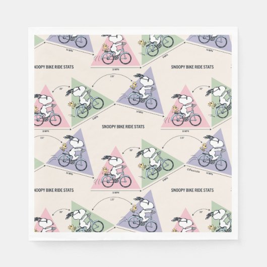 Erdnüsse | Snoopy Bike Ride Stats Serviette (Vorderseite)