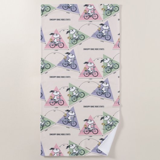 Erdnüsse | Snoopy Bike Ride Stats Strandtuch (Vorderseite)