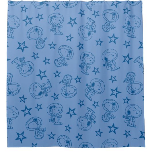 Erdnüsse | Snoopy Blue Space Astronaut Muster Duschvorhang (Vorderseite)