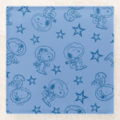 Erdnüsse | Snoopy Blue Space Astronaut Muster Glasuntersetzer (Vorderseite)