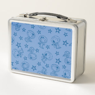 Erdnüsse   Snoopy Blue Space Astronaut Muster Metall Brotdose