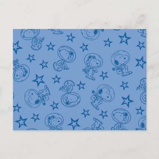 Erdnüsse | Snoopy Blue Space Astronaut Muster Postkarte (Vorderseite)
