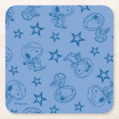 Erdnüsse | Snoopy Blue Space Astronaut Muster Rechteckiger Pappuntersetzer (Vorderseite)