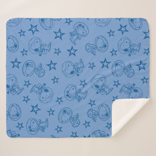 Erdnüsse | Snoopy Blue Space Astronaut Muster Sherpadecke (Vorderseite (Horizontal))